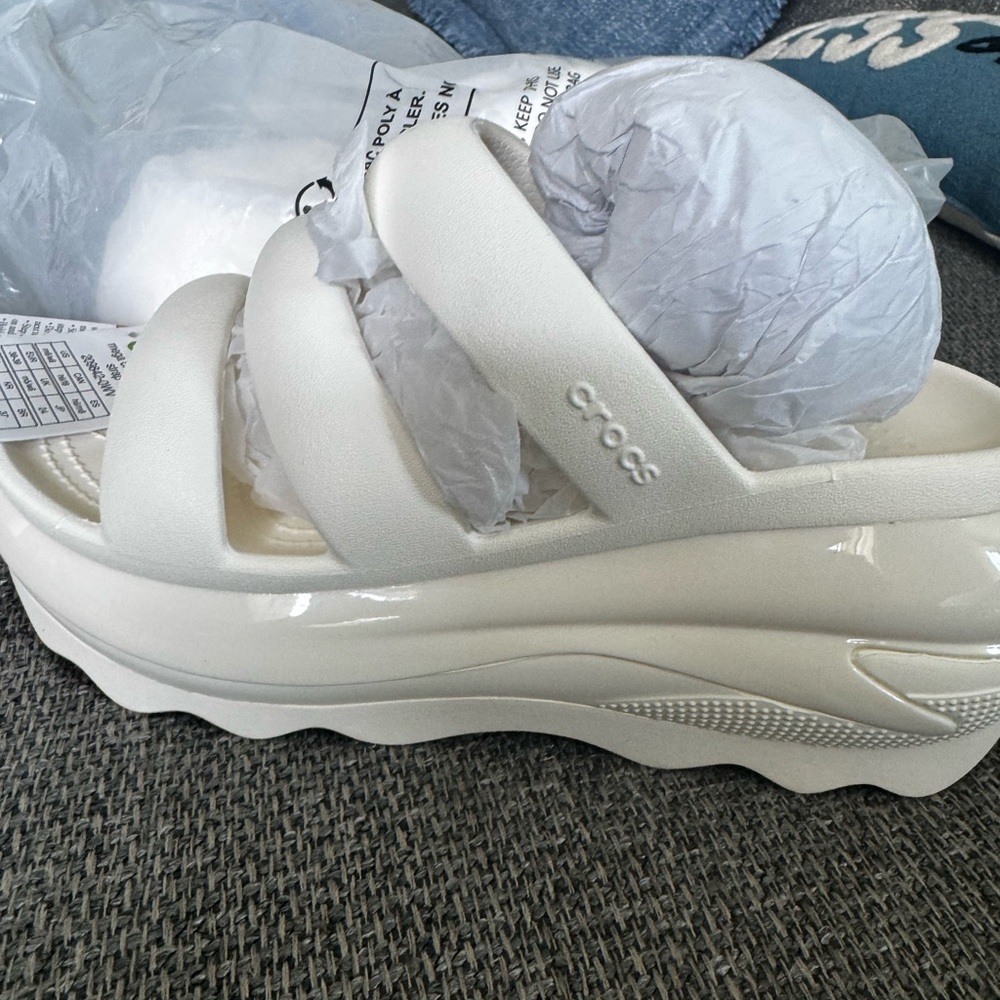 CROCS Cream Platform Sandals with Chunky Design